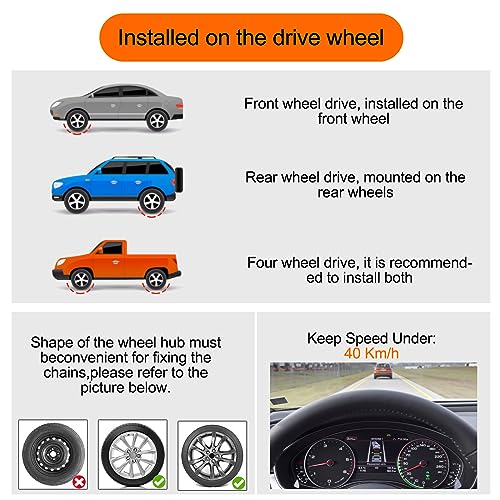 HAIYEATBNB Snow Chains,8 Pack Tire Chains for Car, Pick Up Trucks and SUV, Fit for Tire Width 255, 265, 275, 285