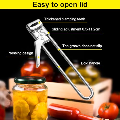 Jar Opener for Weak Hands, 2026 New Adjustable Stainless Steel Jar Opener Multifunctional Can Opener, Jar Lid Opener for Weak Hands, Jar Lid Gripper Bottle Opener Kitchen Accessories (1)