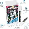 Chalky Crown - Chalk Pens - Liquid Chalk Markers - Dry Erase Chalk Pen for Chalkboards, Signs, Windows, Blackboard & More - 5 Pack, White, 6 mm #1