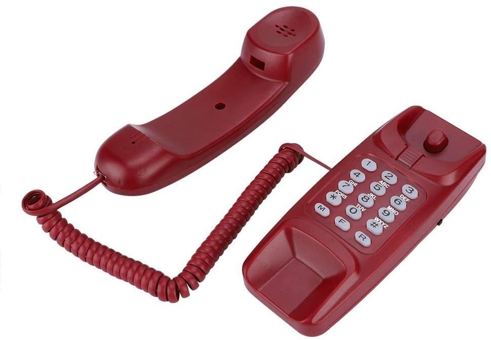 Buy Corded Telephone Retro Wall Phone For Landline Red, House Phone