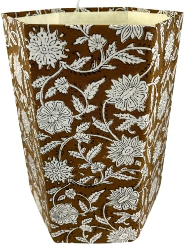 Waste Basket | Decorative Small Waste Basket | Cute Bedroom Trash Can | Office Trash Can (Tan & White)