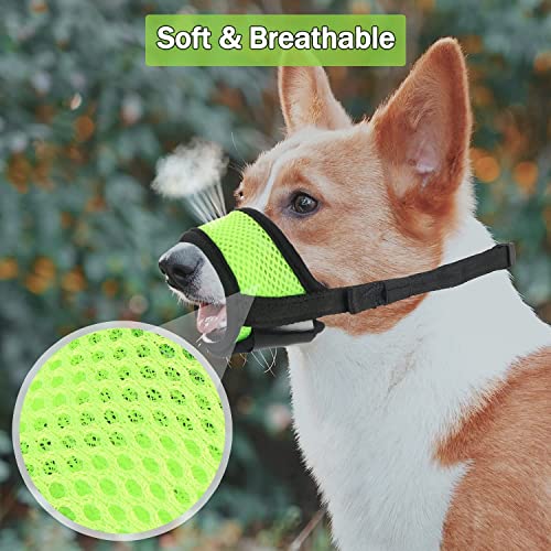 Dog Muzzle Anti Biting Barking and Chewing, with Comfortable Mesh Soft Fabric and Adjustable Strap, Suitable for Small, Medium and Large Dogs