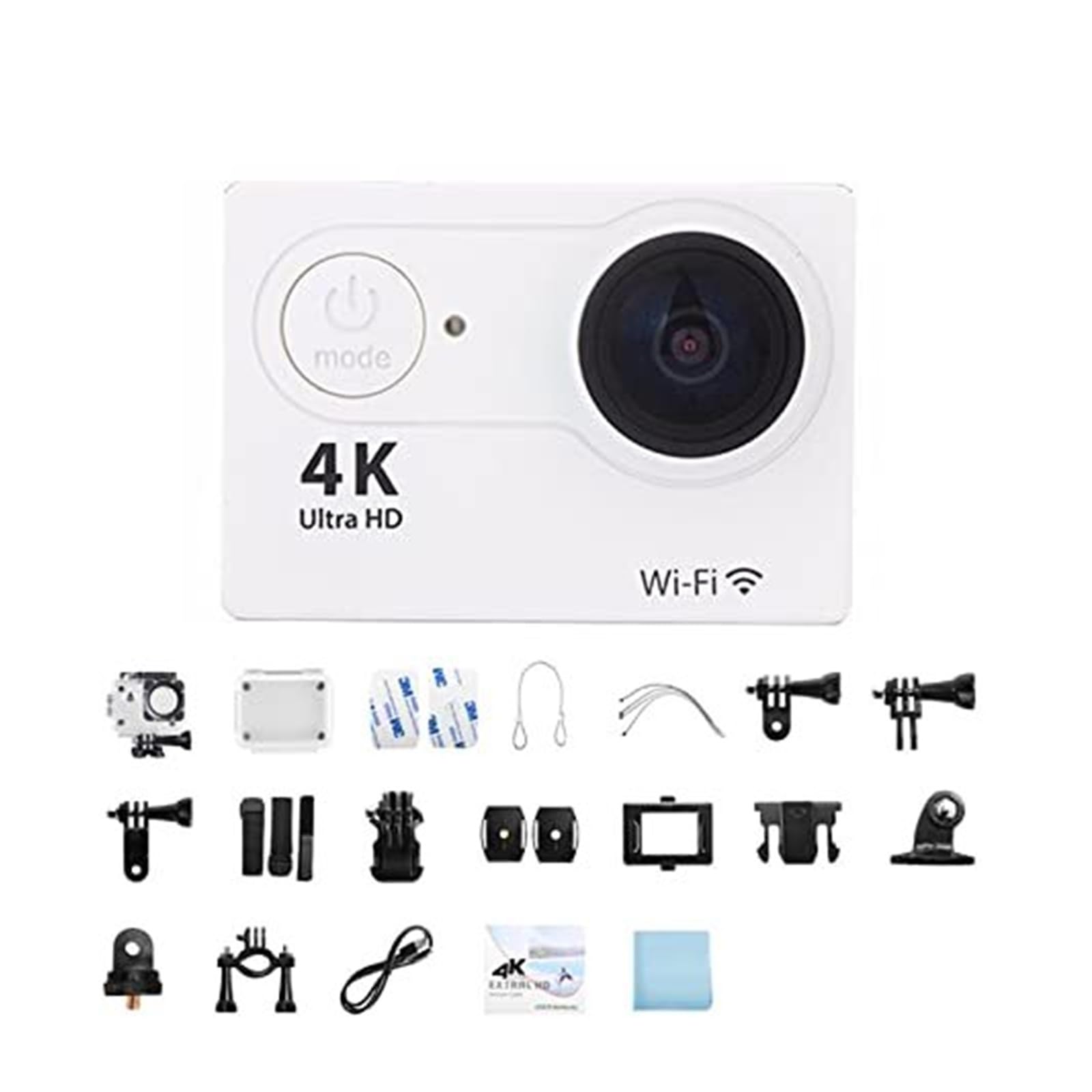 Kamera Akcji 4K Ultra HD Z Wodoodporną Konstrukcją, Szerokim Kątem 170° I Ekranem 2,0 Cala(32G Card; Slivery)