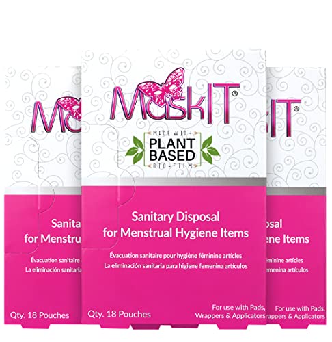 MaskIT Disposal Bags for Pads & Sanitary Napkins, Feminine Hygiene Disposal Bags, 3 Pack