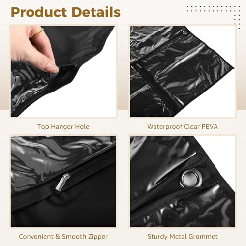 6 Pack Black Hanging Garment Bags for Kids, 39.4 X 19.7 in, Clear Zipper Pockets, Dustproof Cover for Dance Costumes and Outfits2