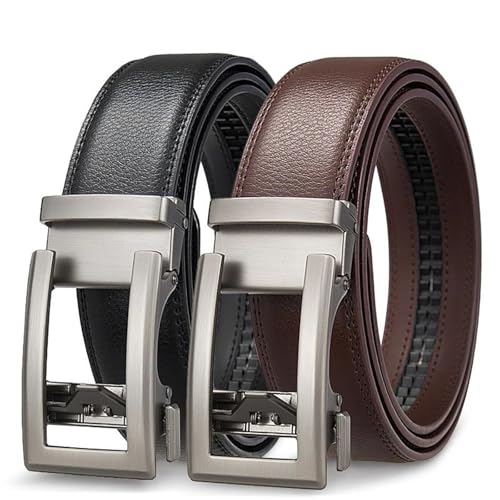 Men's Ratchet Belt Genuine Leather Automatic Buckle Adjustable Business Casual Strap Autumn Winter2