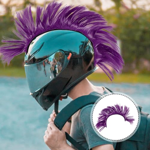 Peluca de cresta para casco de moto SHINEOFI púrpura ideal para rutas y concentraciones 6