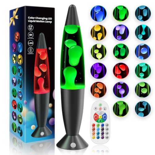 Image of 17 Color Changing Liquid Motion Lamps for Kids Adults Bedroom Decor, 13.5 Inch LED Liquid Motion Table Lamp Small Black Red Green Blue Blue Pink Purple Relax Night Light with 8H Timing