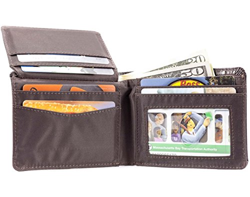 Image of Big Skinny Men's L-Fold Passcase Leather Slim Wallet, Holds Up to 30 Cards, Brown