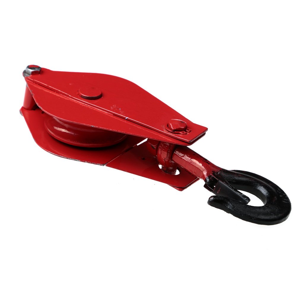 Click Down 0.5T 500kg 1102Lbs Single Ring Lifting Pulley Rope Pulley Crane Pulley Red