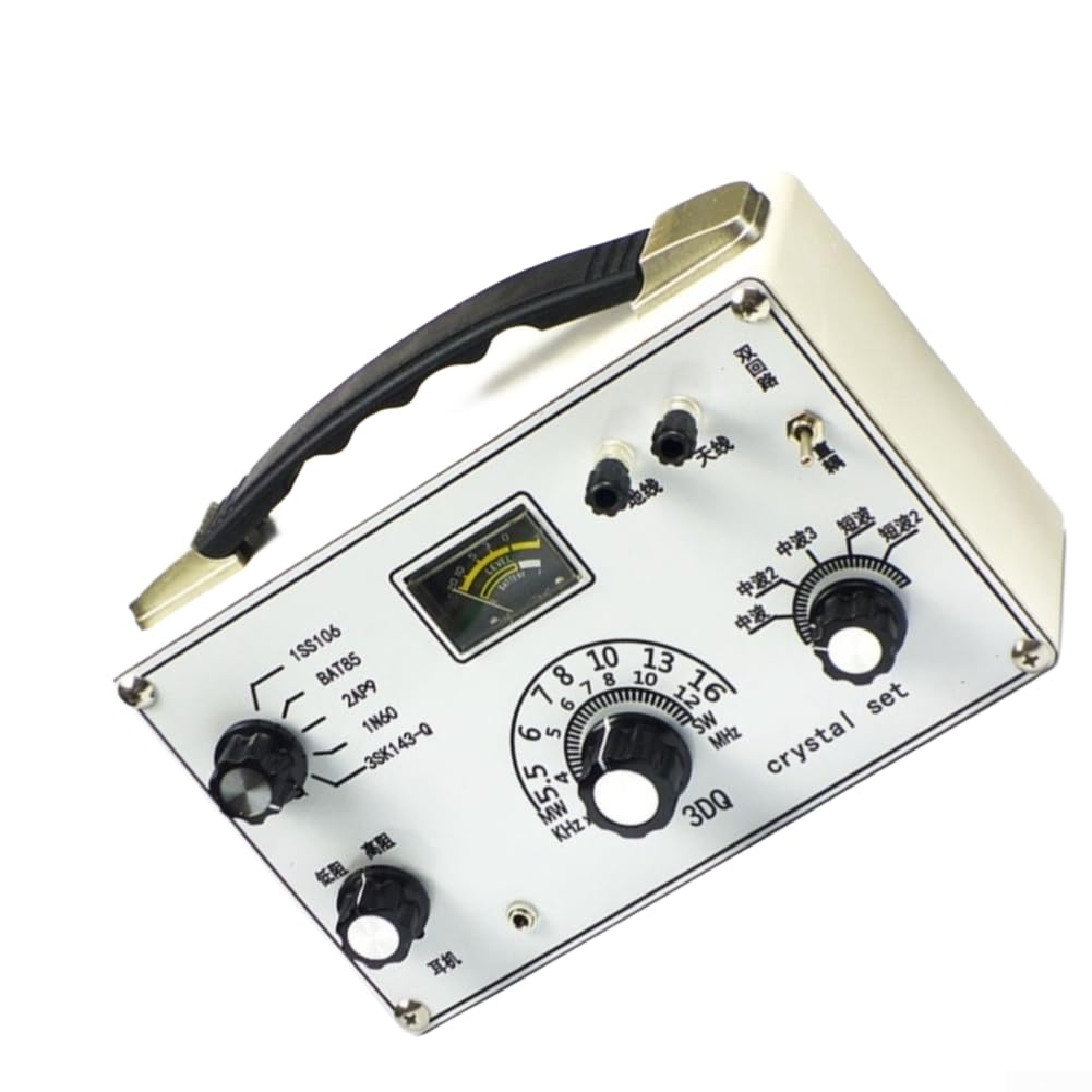 Verstellbares 5-Band für Kristall-Radio-Empfänger für mittlere Kurzwellen-Bänder | Mit 3DQ Diode, hohe / niedrige Impedanz Kopfhörer, Dual-Loop-Tuning, Strommesser, Direktkupplungsschaltung für Radio Hobby