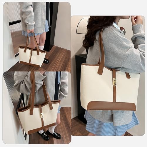 Bolso tipo tote para mujer de poliuretano (PU), bolso vegano con cremallera, bolso ligero para trabajo y uso casual miniatura 2