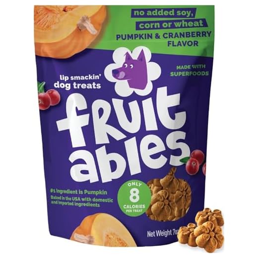 Fruitables Baked Dog Treats, Healthy Pumpkin Snacks for Dogs, Low Calorie & Delicious, No Wheat, Corn or Soy, Puppy Training Treats, Made in the USA, Pumpkin and Cranberry Flavor, 7oz
