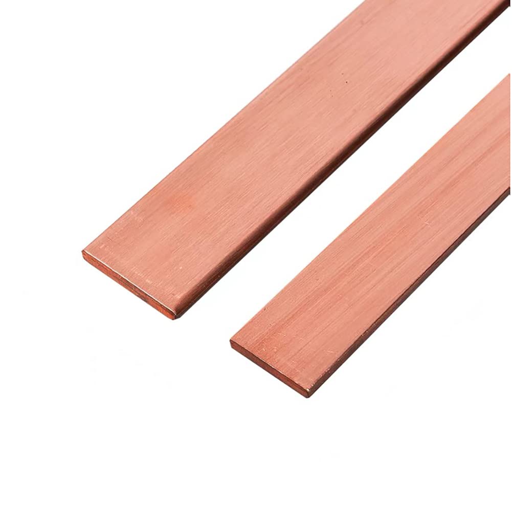 Barra plana de cobre, placa de cobre rectangular, Barra plana de cobre puro Barra colectora de cobre Cuadrado rectangular T2 Alta pureza 99,9% Espesor de la varilla de de cobre 10 mm Longitud 500 mm 2
