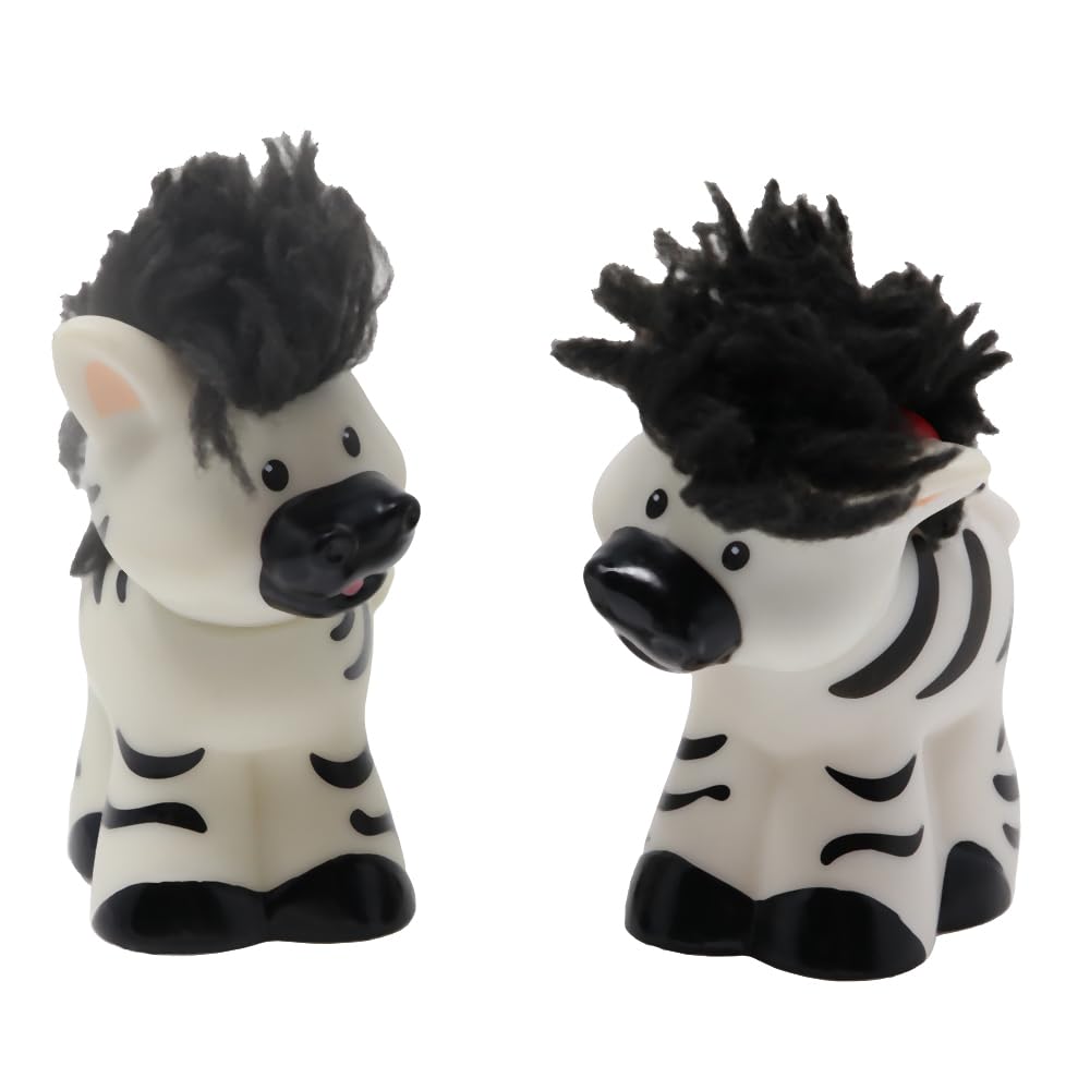 Fisher-Price Ersatzteile für Sammlerstück Little People Arche Noah oder Zoo Spielset K0475 - Ersatz Zebra Figuren mit Touch and Feel Mähnen - Marienkäfer auf Rücken und Kopf