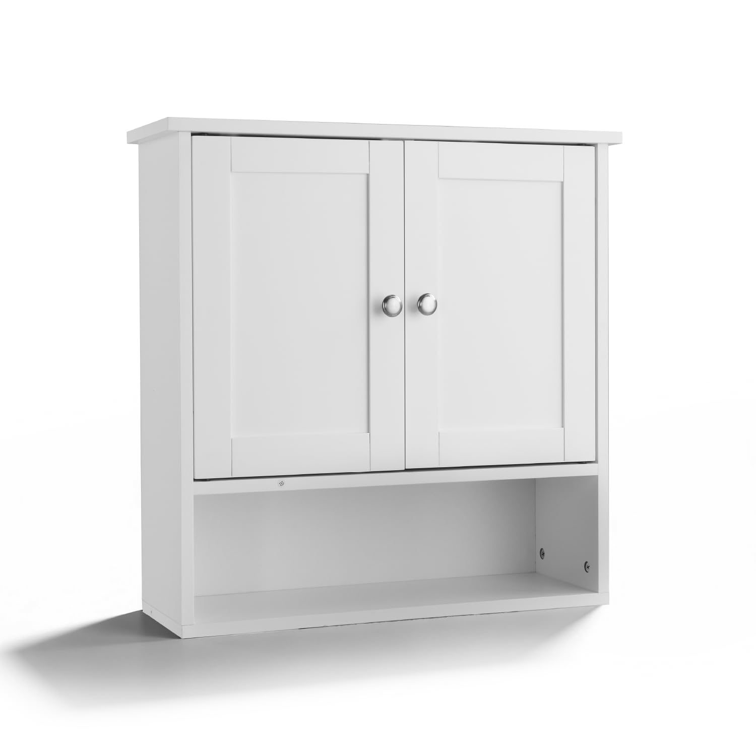 LEADZM Armoire Murale Salle de Bain, Meuble WC Suspendu avec 2 Portes, Étagère Réglable, Placard de Rangement pour Toilette, Salon (Style 2, Blanc)