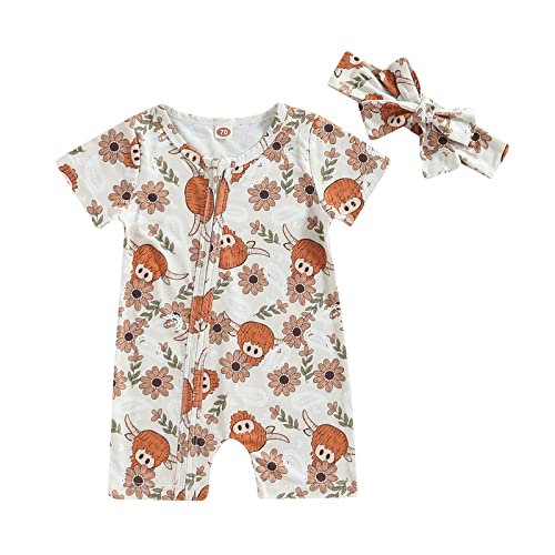 Image of CIYCUIT Baby Girls Cactus Footies Newborn Zip Up Onesie Romper