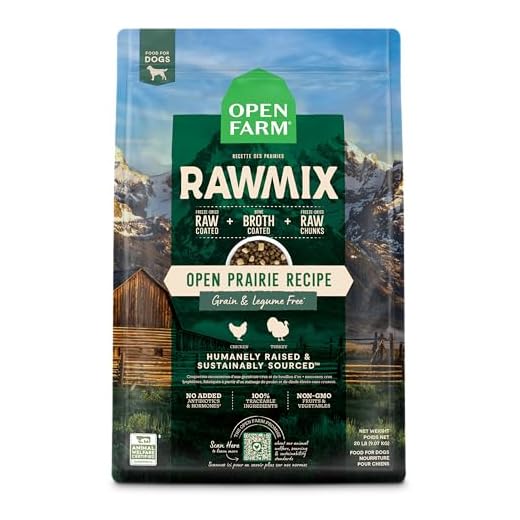 Open Farm, RawMix Grain-Free Dry Dog Food, Protein-Packed Kibble Coated in Bone Broth with Freeze Dried Raw Chunks, Chicken & Turkey, Open Prairie Recipe, 20lb Bag
