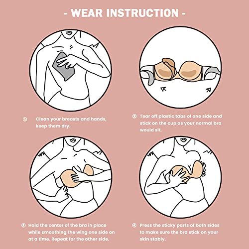 Image of Women's Backless Strapless Sticky Bras Plus Size Underwired Support Seamless Adhesive Push Up Stick on Bra