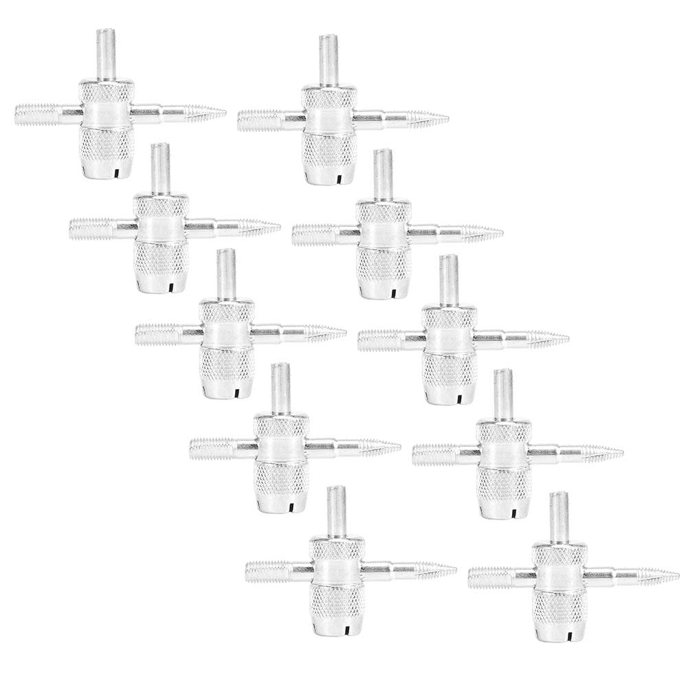 10Pcs 4 Way Tire Valve Core Tool: Aluminum Alloy Stem Wrench for Car, Motorcycle & Bike Repair