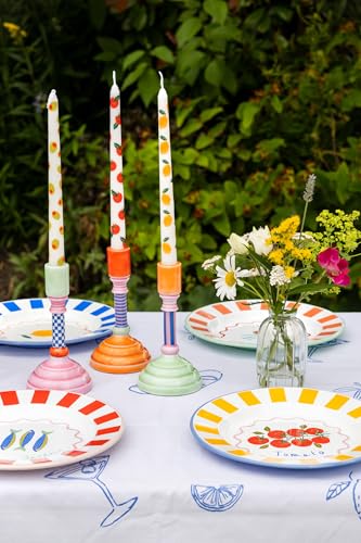 Talking Tables Bon Appetit Handgefertigtes Emaille-Teller mit Oliven-Design langlebig leicht perfekt für Outdoor-Dining Picknick Camping und Strand stilvolles Sommergeschirr spülmaschinenfest 20 cm