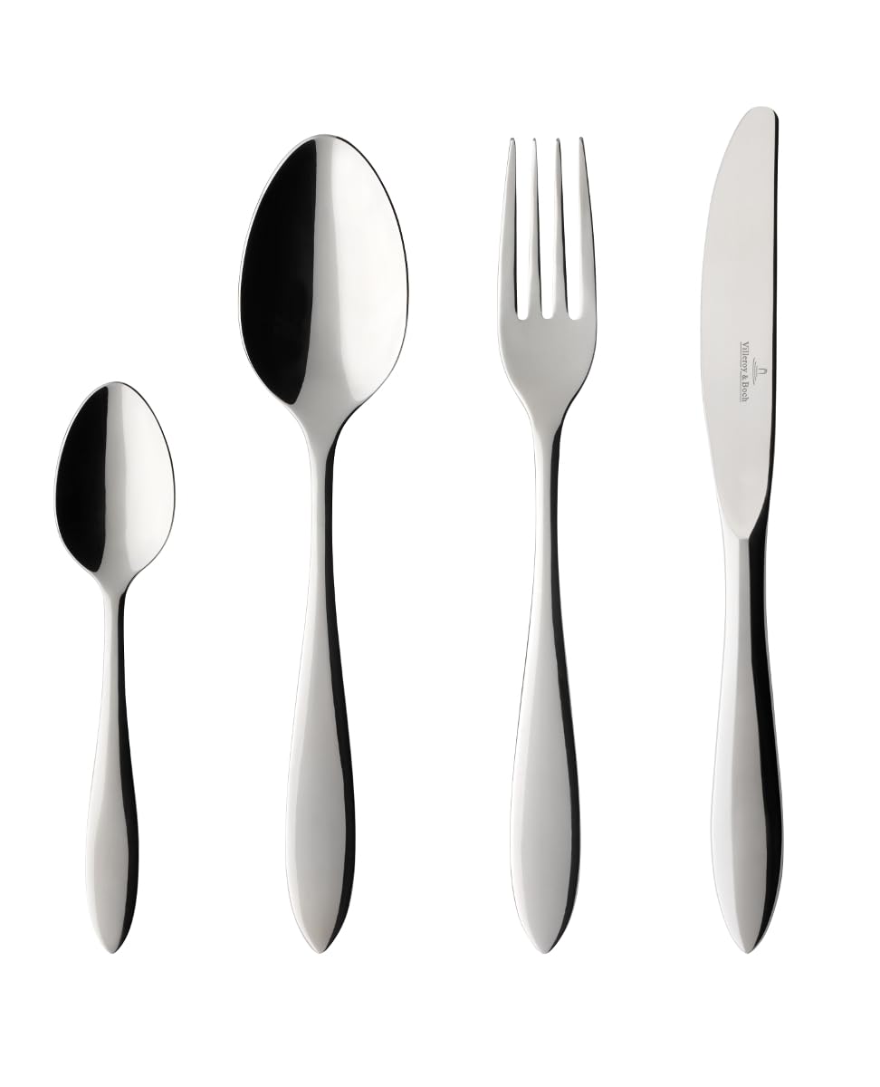 Villeroy & Boch – Arthur Ménagère Couverts 30 Pièces Pour 6 Personnes Argent/Platine, Garanti Lave-Vaisselle, Couverts Inox, Ens