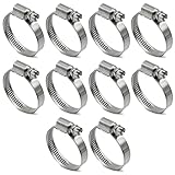 CHUN YUNG DA Embossed Worm Gear Hose Clamps Size#16, 3/4 To 1-5/8 inch Adjustable Heavy Duty Stainless Steel Hose Clamp, all 304 for Dryer Hose Clamp (25-40 mm, 10 Pack)