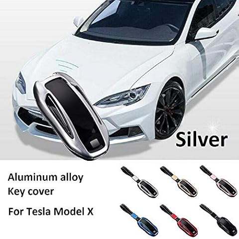 Car Key Cover - Maso Auto Key Fob Shell Case Cover Replacement Fob Fit for Tesla Model X Remote Key Alloy Protector(Silver) Cover