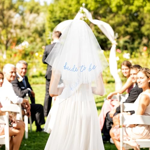Image of Dagelar Blue Bride to Be Sash Veil for Bachelorette Party Decorations, 2 Pack Bride to Be Decorations Set for Women and Girls, Blue Bridal Shower Gift, Wedding Engagement Gifts for bride