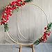 Round Ring Wedding Arch Props Iron Wedding Decor Backdrop Circle Arch Lawn Silk Artificial Flower Row Stand Wall Shelf for Door Road Leading Birthday Party Gold 2m,Plating