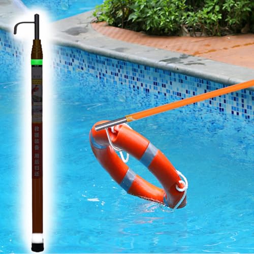 WDJBPSH Orange Push Pole with Stainless Steel Hook, Life Raft/Boat/Yacht/Motorboat/Pool Water Salvage Tools, Telescoping Emergency Life-Saving Rescue Rod, Luminous Reflective(53.5in - 236.3 in)