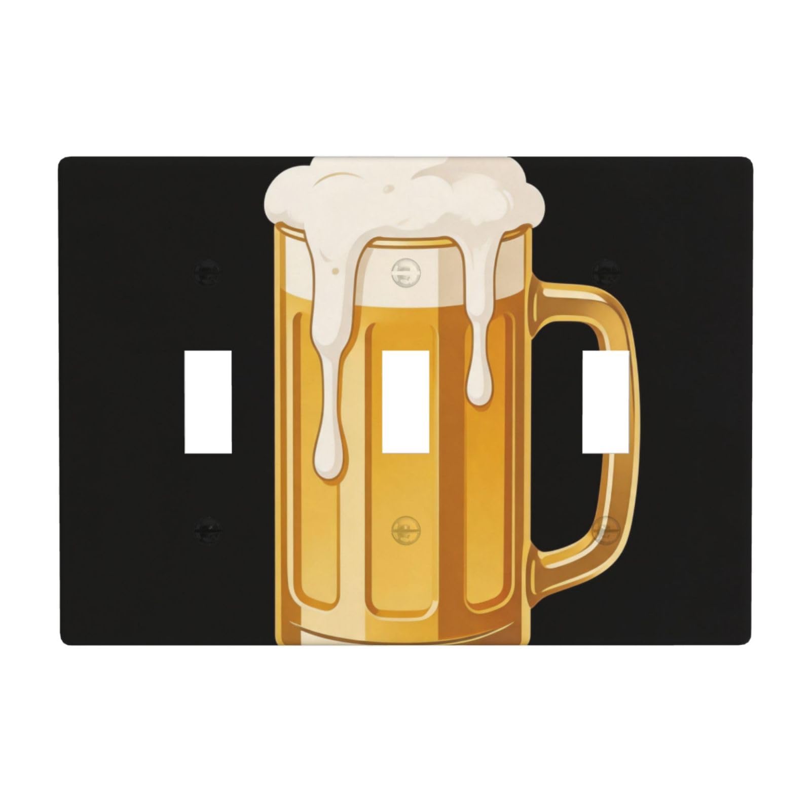 Beer Mug 3 Gang Switch Plate Cover-Unbreakable Polycarbonate Wall Plate, Heat Resistant Toggle Switch Decor for Home