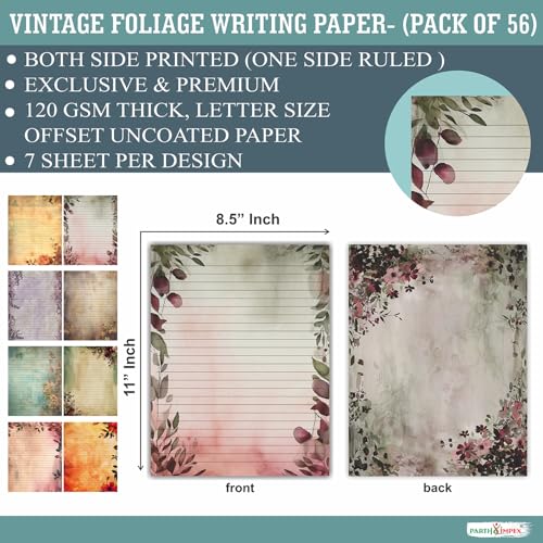 image for PARTH IMPEX 56 Sheets Vintage Lined Writing Paper 8.5x11 - Letter Size