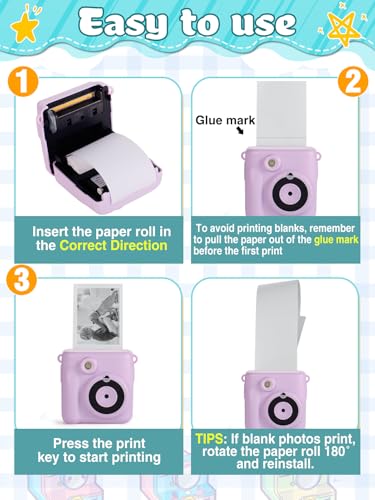 9 Rolls Kids Instant Camera Print Refill Paper- Photo Printer Thermal Paper Rolls Instant Print Camera Refill Paper for 4 5 6 7 8 9 10 Year Old Girls Boys Birthday Gifts - Image 7
