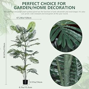 Faux plants indoor tall 7ft fake palm trees set of 2 artificial floor plant for living room large tropical plants with pot bedroom office home decor outdoor7ft pcs  urban country home decor