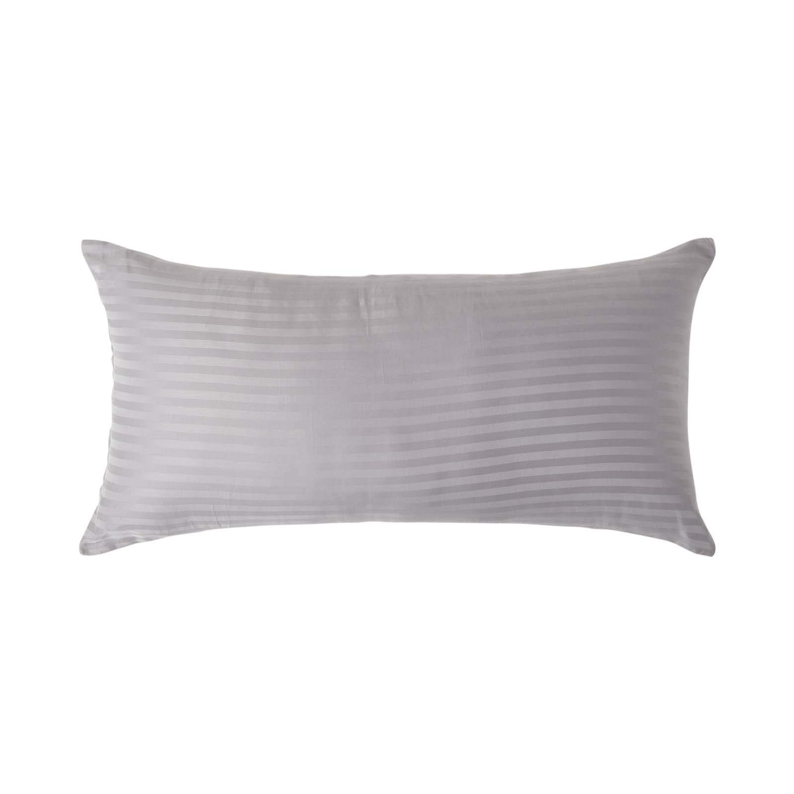HOMESCAPES Grey Pure Egyptian Cotton Euro Size Pillowcase 40 x 80 cm 330 TC 500 Thread Count Percale Equivalent Satin Stripe Pillow Case with Zip Pack of 4