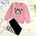 KIDLAGA Toddler Girl Clothes Figure Graphic Drop Shoulder Top Pullover Leopard Print Pants Fall Winter Outfit Set(4-5T)