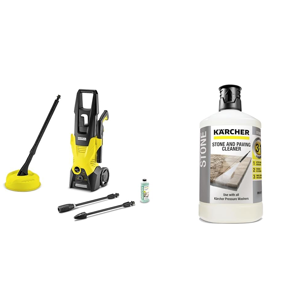 Kärcher K 3 Home AC Pressure Washer & 62957650 3-in-1 Stone Plug and Clean - Black