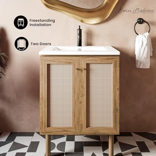 Image of Classe 24 inch Bathroom Vanity in Oak Bath Sink Cabinet Sink Included