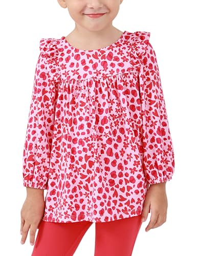Bamboo Viscose Toddler Girl Blouse Top Long Sleeve Ruffle Hem Shirt for Girls