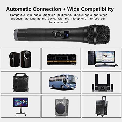 draadloze microfoon, dynamisch, handmicrofoon, VHF-systeem van metaal, met oplaadbare ontvanger voor karaoke, bruiloft, DJ, feest, toespraak, kerk, klas - Image 7