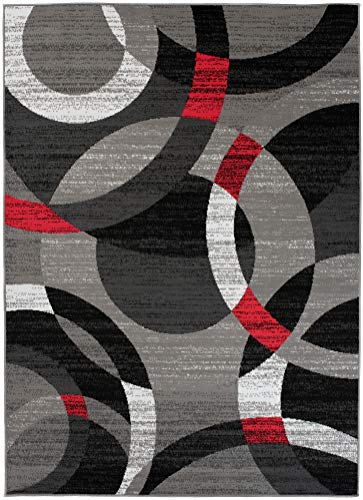 Mazovia Alfombra Modern de Salón Grande de Pelo Corto - Alfombras Salón - Alfombras de Habitación de Matrimonio, Dormitorio y Comedor - Gris Rojo 160 x 230 cm - imagen 2
