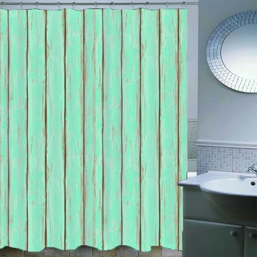 Rideau de douche cyan imperméable lavable anti-moisissure en polyester - 4