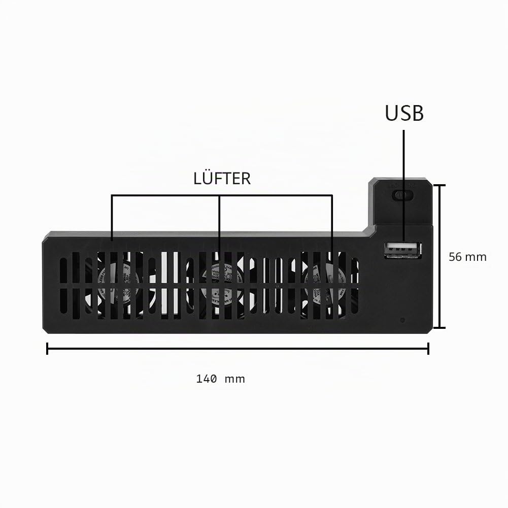 Bewinner Lüfter Ventilator Kühler, Tragbarer Externer USB-Lüfter für One X-Konsole für Lüfterständer mit 3 -Lüfter