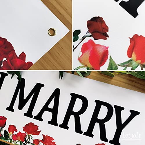 Image of Letjolt Proposal Banner Will You Marry Me Flower Signs 6 Feet | Propose Decorations Supplies for Marriage Signs Valentine's Day Engagement Outdoor Party Backdrop Decorations
