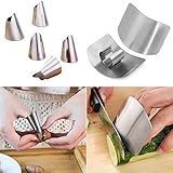 ZOCONE Stainless Steel Finger Guard, 2 PCS Finger Guard for Cutting Vegetables, Kitchen Safe Slicing Tool for Hands, Finger Protector Knife Guard for Dicing