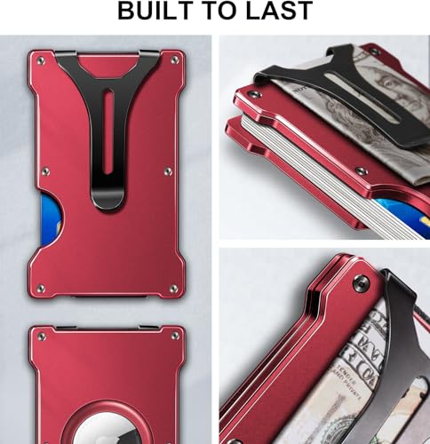 KEMISANT Men Airtag Wallet, Slim Wallet Front Pocket Money Clip for Gift Men Aluminum Card Holder RFID Blocking 15Cards3