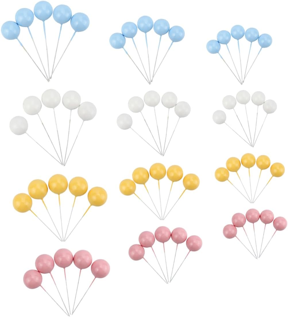 60pcs Plastic Balloon Cake Toppers for Birthday Party Decor