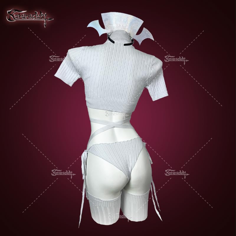 KORURACLUB Cozy Hearted Nurse costume(4-PIECE SET) Grey premium sweater cosplay lingerie Cozy Hearted Nurse succubus lingerie: White