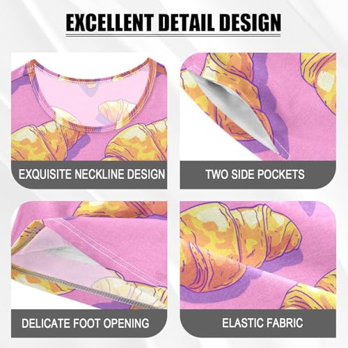 ALAZA Bread Croissant Cute Stylish Pajamas Short Sleeve 2 Piece Sleepwear Top and Bottom Pajama Set Unisex4